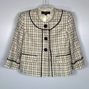 Kasper Classic Tweed BLack/White 3/4‎ Sleeve Blazer 6P
